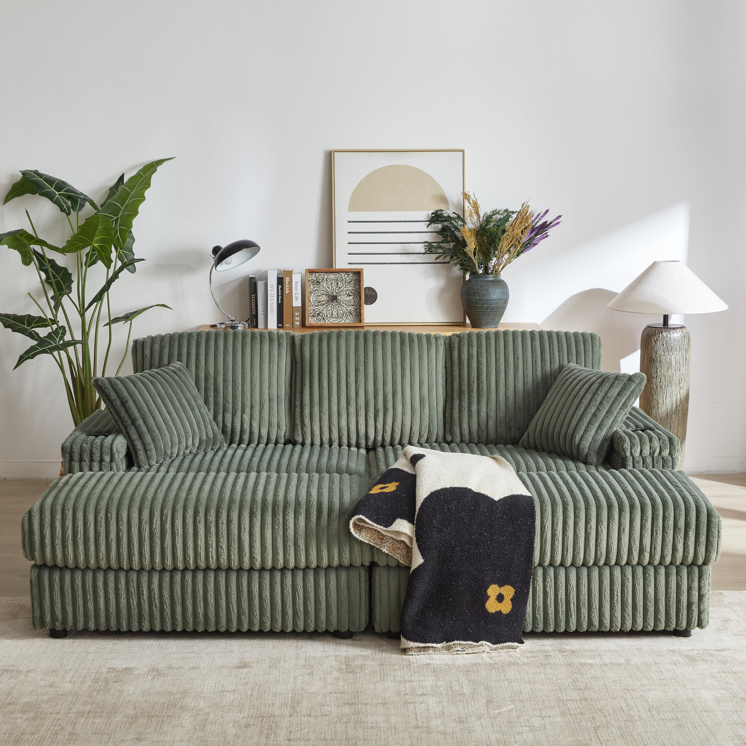 Amazon.com: Star20XX 84 Inch Corduroy 3-Seater Sofa with 3 Back